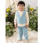Cream Cotton Shirt with Embroidered Waistcoat and Pants- Set of 3