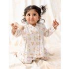 White Printed Cotton Jhabla with Pants- Set of 3