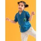 Teal Blue Embroidered Cotton Shirt