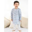 Blue Checkered Cotton Kurta with Pants- Set of 2