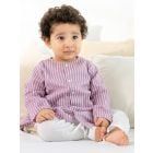 Purple Striped Cotton Co-ord Set - Set of 3
