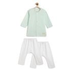 Green White Striped Cotton Co-ord Set - Set of 3