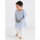 Blue Striped Cotton Kurta with Pants- Set of 2