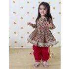 Green Red pink Printed Cotton Kurta with Salwar - Set of 2