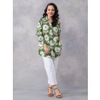 Olive Green Printed Cotton Mulmul Shirt