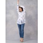 White Printed Cotton Mulmul Shirt