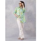 Yellow Sky Blue Printed Cotton Mulmul Shirt