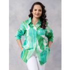 Green Printed Cotton Mulmul Shirt