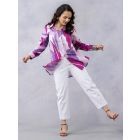 Purple Printed Cotton Mulmul Shirt