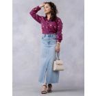 Navy Blue Red Printed Cotton Mulmul Shirt