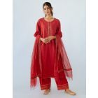 Red Gota Work Kota Doria Dupatta