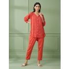 Coral Printed Cotton Co-ord Set - Set of 2
