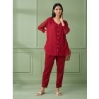 Red Printed Cotton Co-ord Set - Set of 2