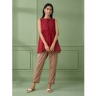 Red Lace Work Cotton Co-ord Set - Set of 2
