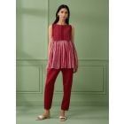 Red Lace Work Kota Cotton Co-ord Set - Set of 2