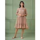 Old Rose Lace Work Kota Cotton Dress
