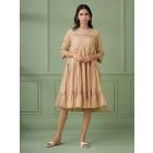 Old Rose Lace Work Kota Cotton Dress