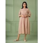Old Rose Lace Work Cotton Dress