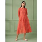 Coral Cotton Silk Dress with Slip