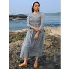 Grey Lace Work Cotton Dress