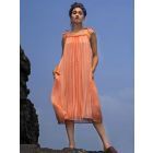 Peach Hand Block Printed Organza Dress