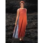 Orange Grey Cotton Silk Dress