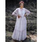 White Hand Block Printed Chanderi Dress with Slip