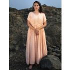 Peach Cotton Dobby Dress