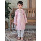 Pink Printed Cotton Lurex Kurta with Pajama  - Set of 2