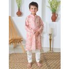 Peach Floral Printed Cotton Rayon Kurta with Pajama - Set of 2