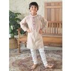 Ivory Floral Printed Muslin Kurta with pajama - Set of 2