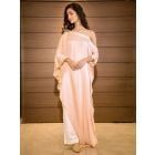 Peach Embroidered Satin Cape with Pants - Set of 2