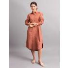 Rust Cotton Poplin Dress