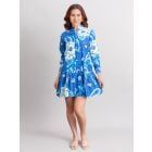 Blue Printed Cotton Poplin Dress