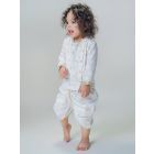 White Embroidered Cotton Satin Kurta with Dhoti Pants- Set of 2