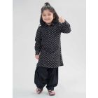 Black Cotton Satin Kurta with Pajama- Set of 2