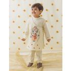 Cream Embroidered Cotton Kurta with Pajama - Set of 2