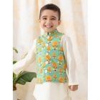 Green Printed Cotton Bundi Jacket