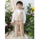 White Cotton Shirt with Embroidered Waistcoat and Pants- Set of 3