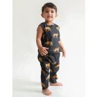 Black Printed Cotton Unisex Jhabla with Pajama- Set of 2