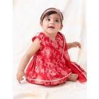Red Printed Cotton Suit - Set of 3