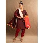 Maroon Patch Work Cotton Suit - Set of 3