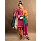 Pink Patch Work Cotton Suit - Set of 3
