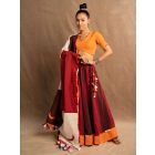 Maroon Red Cotton Lehenga Set - Set of 3