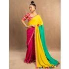 Multicolor Cotton Linen Saree