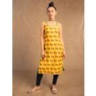 Yellow Printed Cotton Linen Kurta