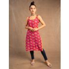 Pink Printed Cotton Linen Kurta