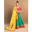 Yellow Printed Cotton Linen Dupatta