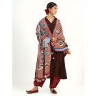 Dark Brown Printed Cotton Linen Suit - Set of 3