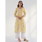 Yellow Printed Cotton Kurta